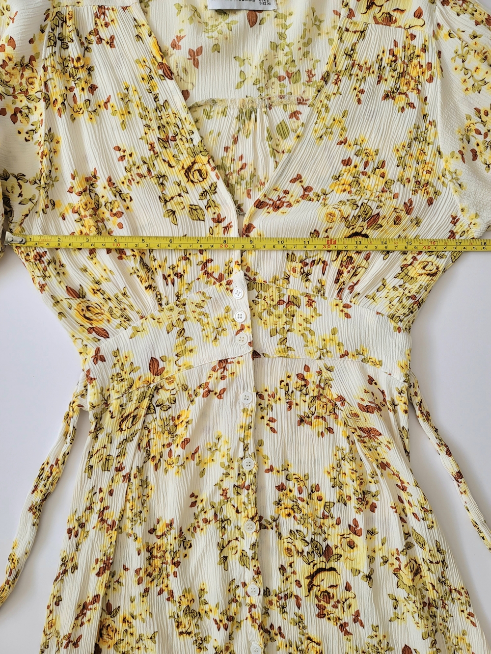 Anthropologie Faithfull the Brand Rafa Yellow and Red Floral Crepe Midi Dress,XS - Picture 7 of 12